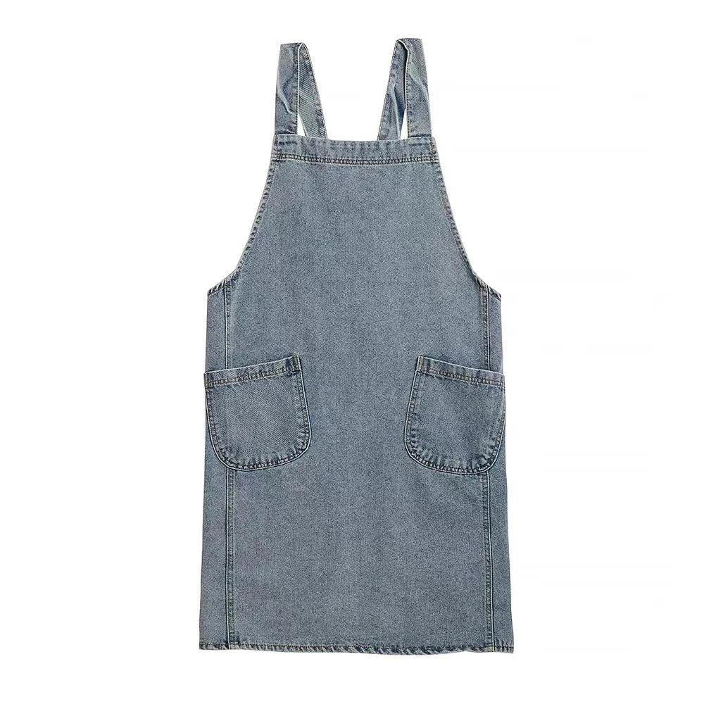 Casual Cotton Denim Pocket Apron by Casa & Beyond