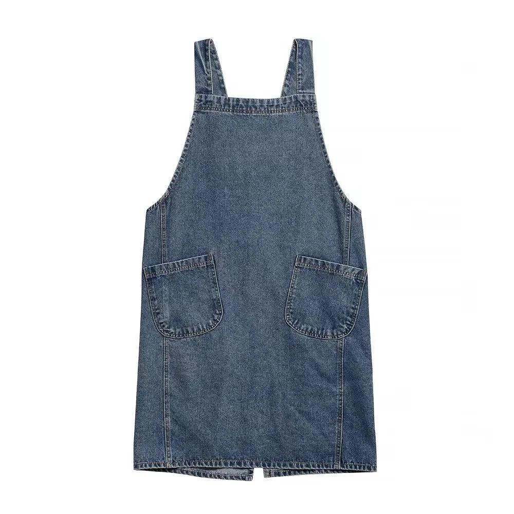 Casual Cotton Denim Pocket Apron by Casa & Beyond