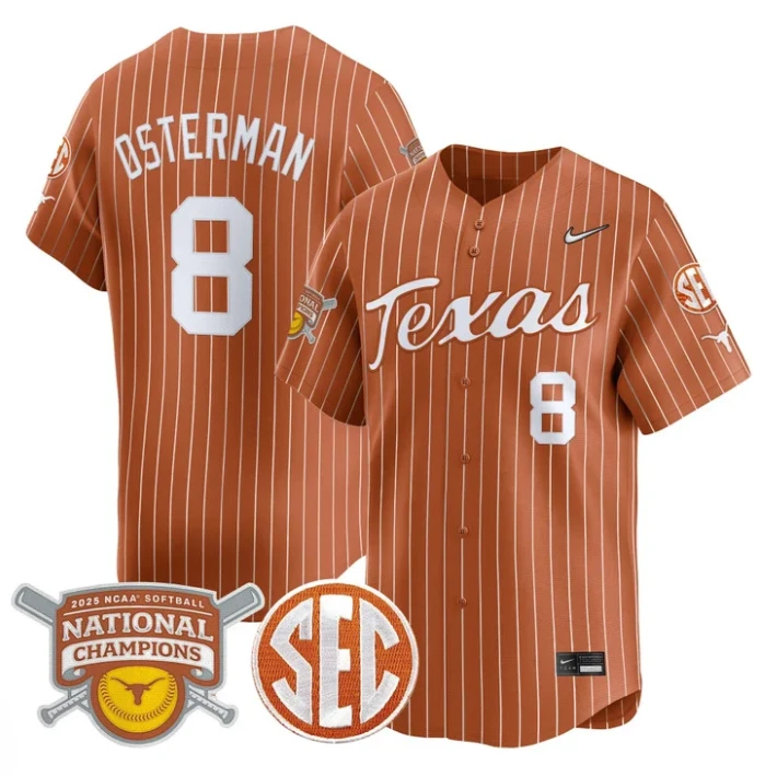 Cat Osterman Jersey #8 Texas Longhorns 2025 National Champions Orange Pinstripe by My Store