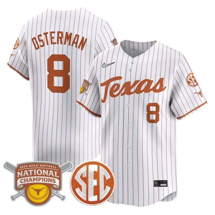 Cat Osterman Jersey #8 Texas Longhorns 2025 National Champions White Pinstripe by My Store