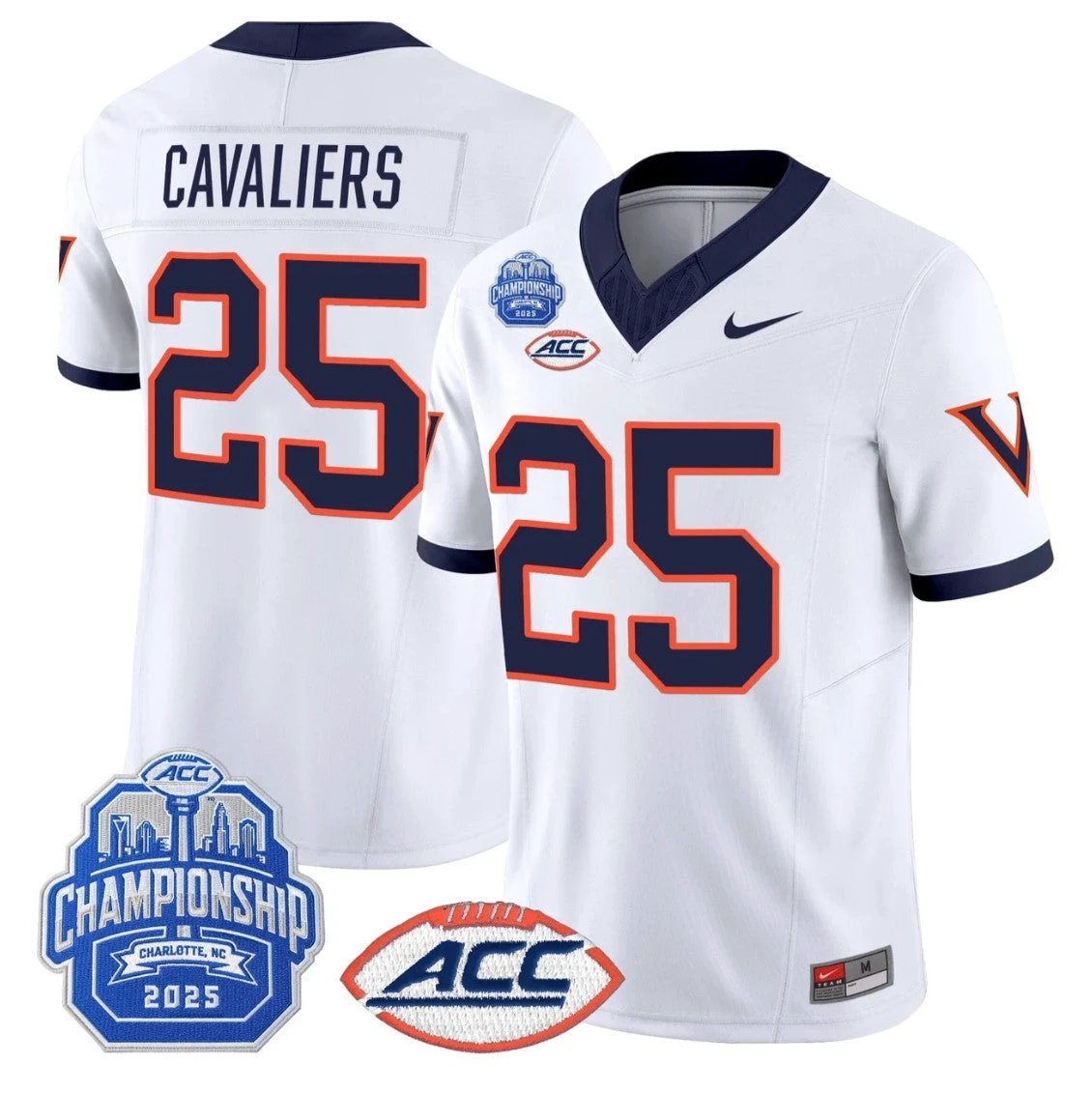Cavaliers Jersey #25 Virginia 1995 Throwbacks 2025 ACC Championship White by NCAA Football Jersey