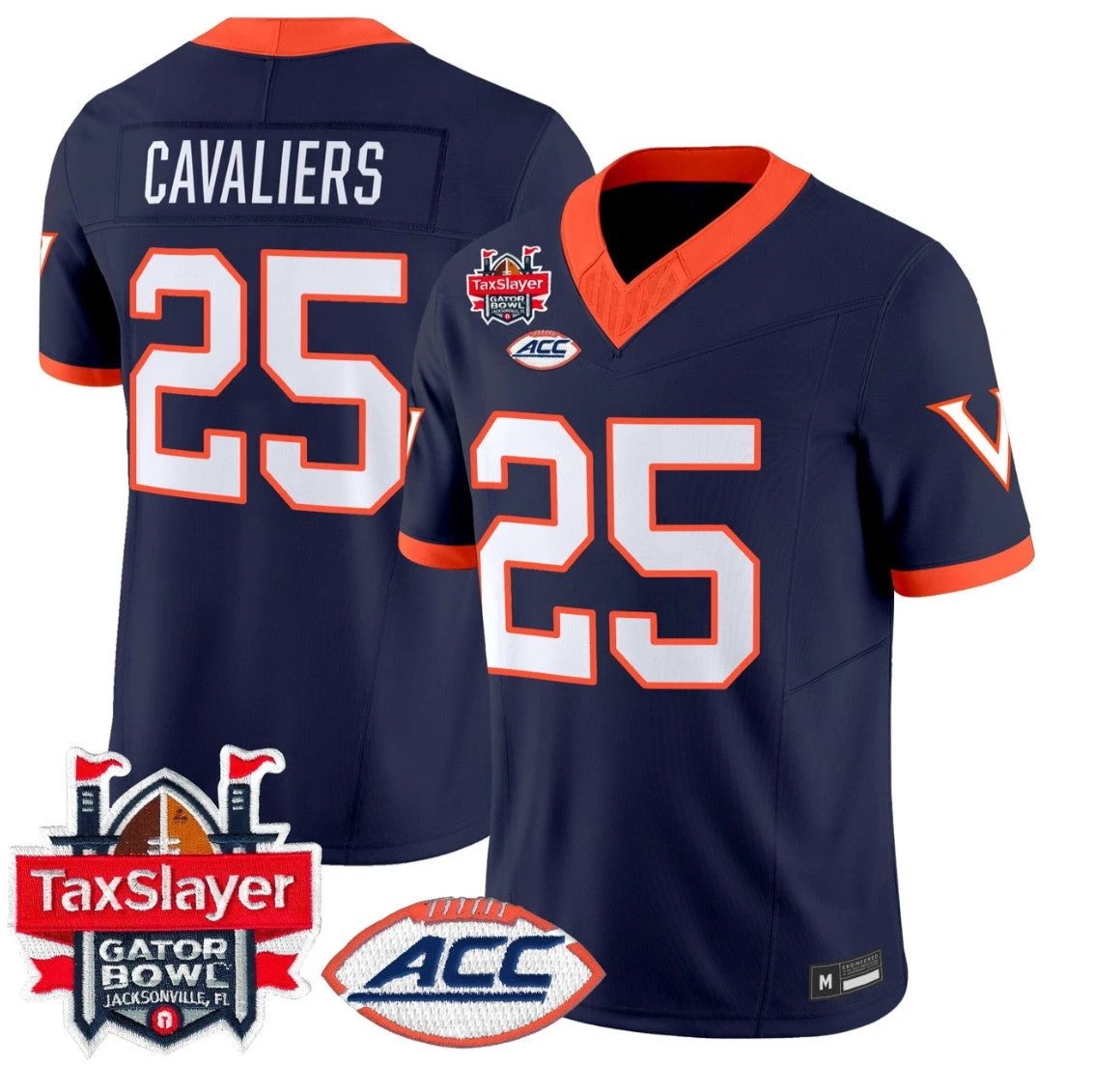 Cavaliers Jersey #25 Virginia Cavaliers 1995 Throwbacks Gator Bowl Stitched Navy by NCAA Football Jersey