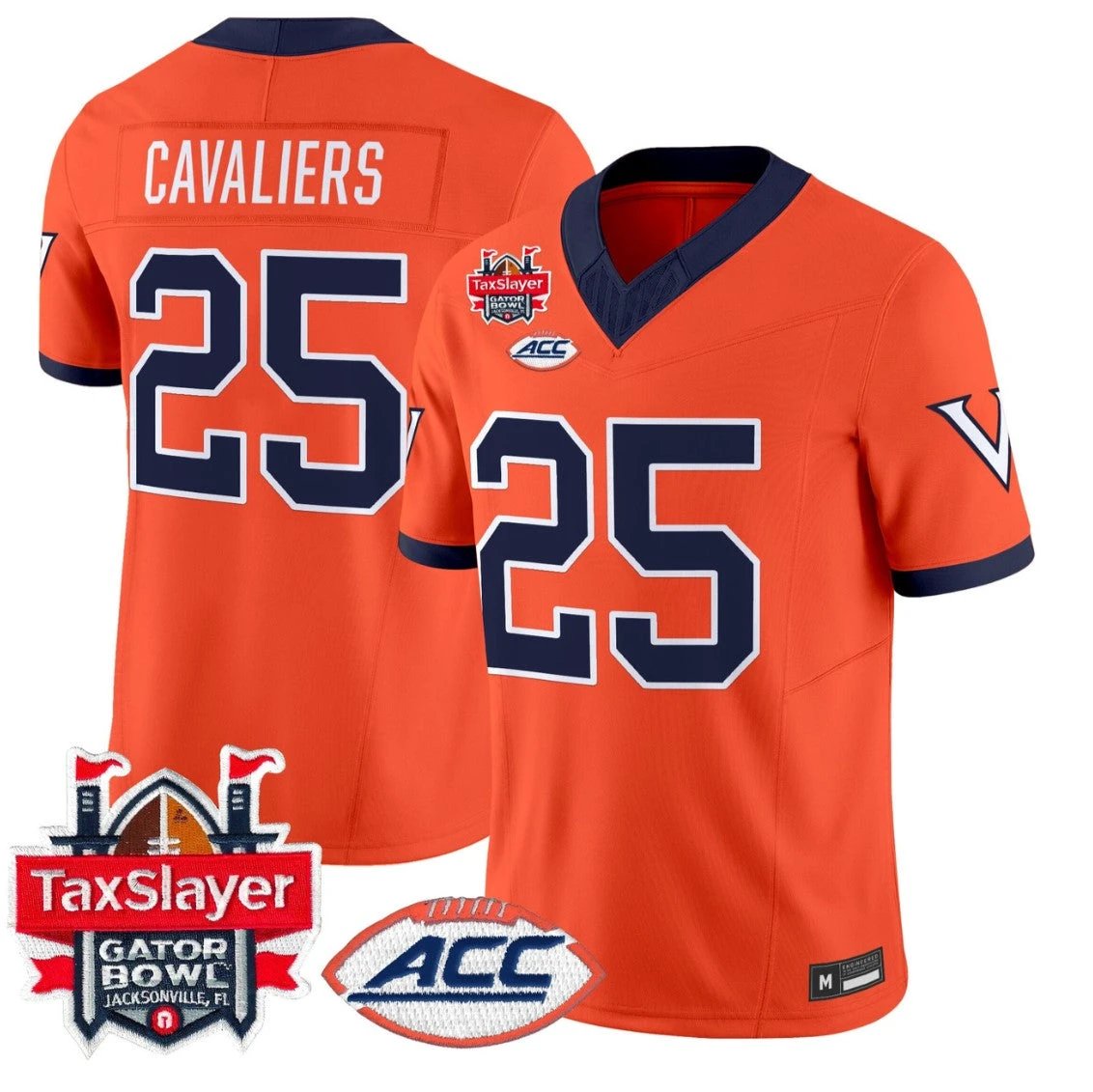 Cavaliers Jersey #25 Virginia Cavaliers 1995 Throwbacks Gator Bowl Stitched Orange by NCAA Football Jersey