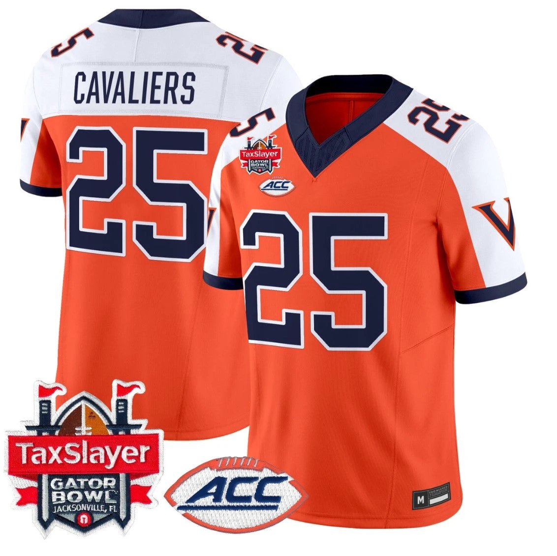 Cavaliers Jersey #25 Virginia Cavaliers 1995 Throwbacks Gator Bowl Stitched Orange Alternate by NCAA Football Jersey