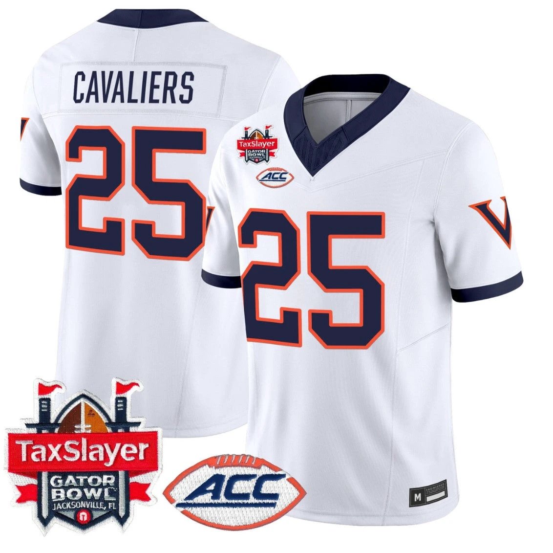 Cavaliers Jersey #25 Virginia Cavaliers 1995 Throwbacks Gator Bowl Stitched White by NCAA Football Jersey