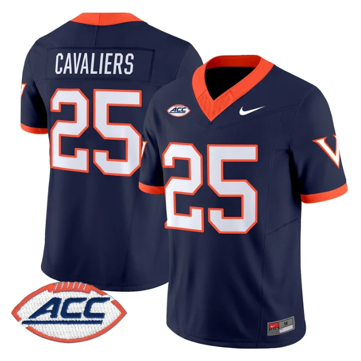 Cavaliers Jersey #25 Virginia Cavaliers 1995 Throwbacks Stitched Navy by NCAA Football Jersey