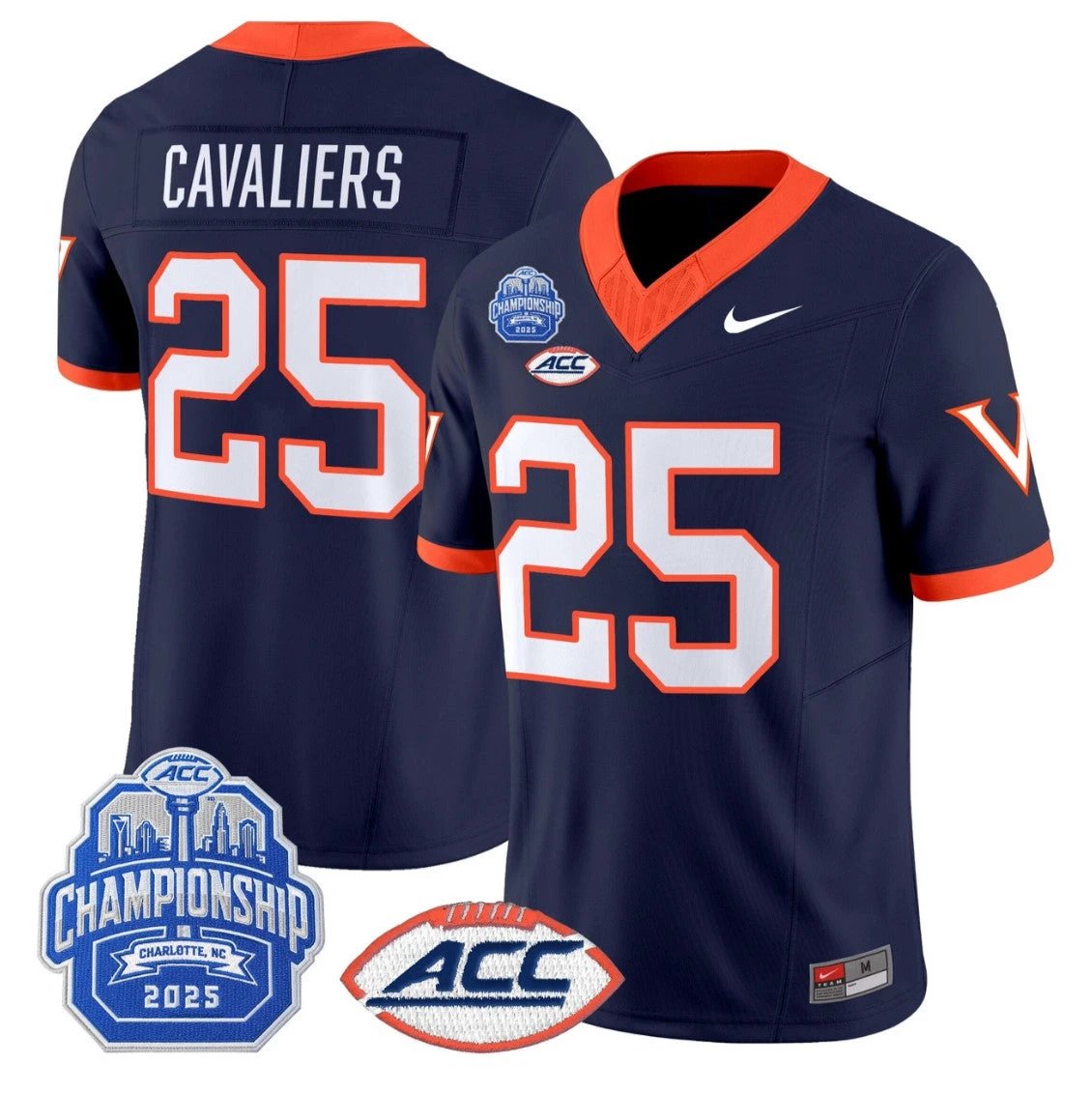 Cavaliers Jersey #25 Virginia Cavaliers 2025 ACC Championship Stitched by My Store NCAA Football Jerseys