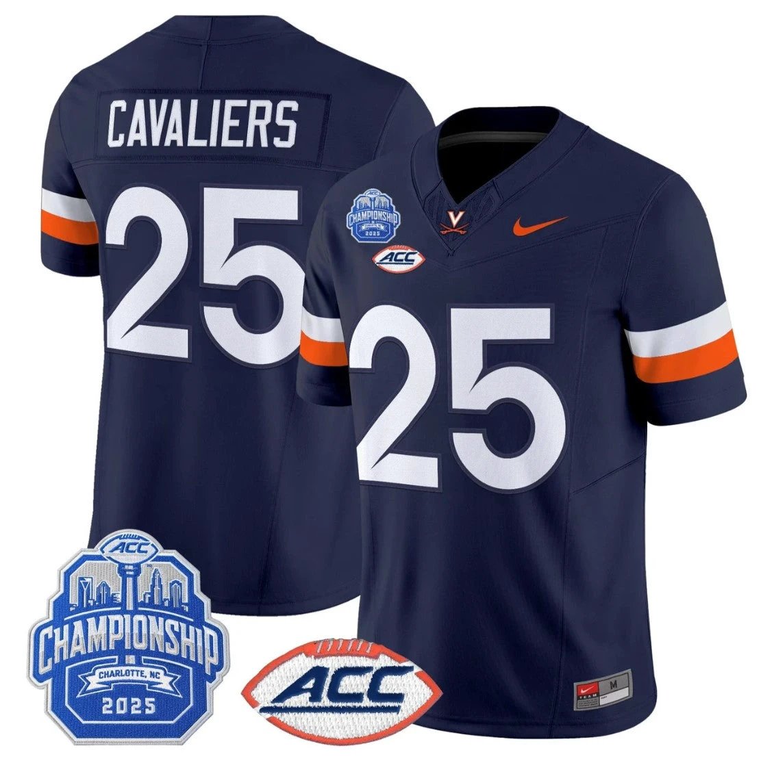 Cavaliers Jersey #25 Virginia Cavaliers 2025 ACC Championship Stitched by My Store NCAA Football Jerseys