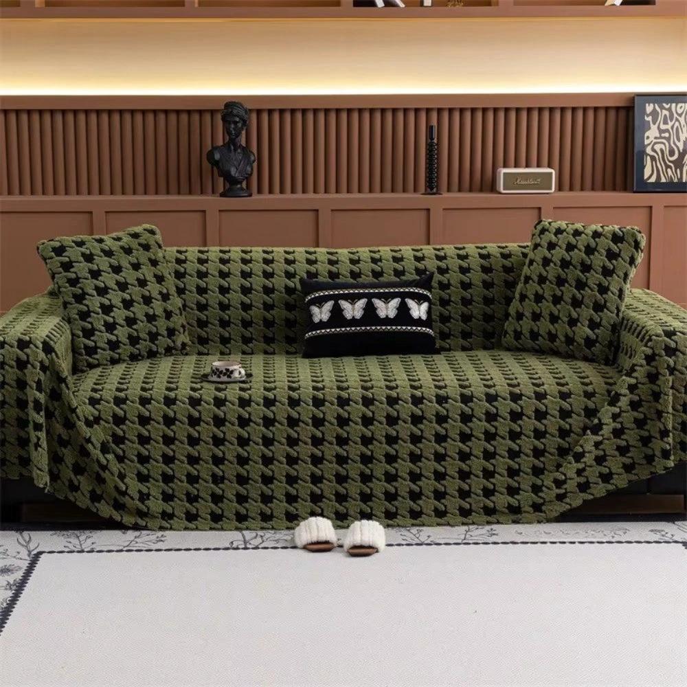 Cavalli Houndstooth Plush Sofa Cover by Casa & Beyond