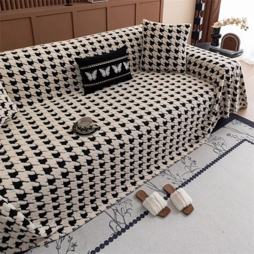 Cavalli Houndstooth Plush Sofa Cover by Casa & Beyond