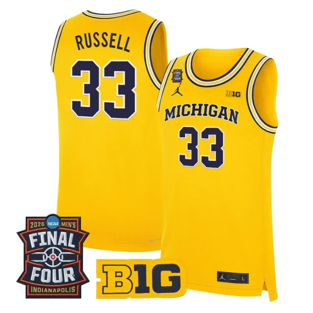 Cazzie Russell Jersey #33 Michigan Wolverines 2026 Final Four Stitched Maize by My store basketball