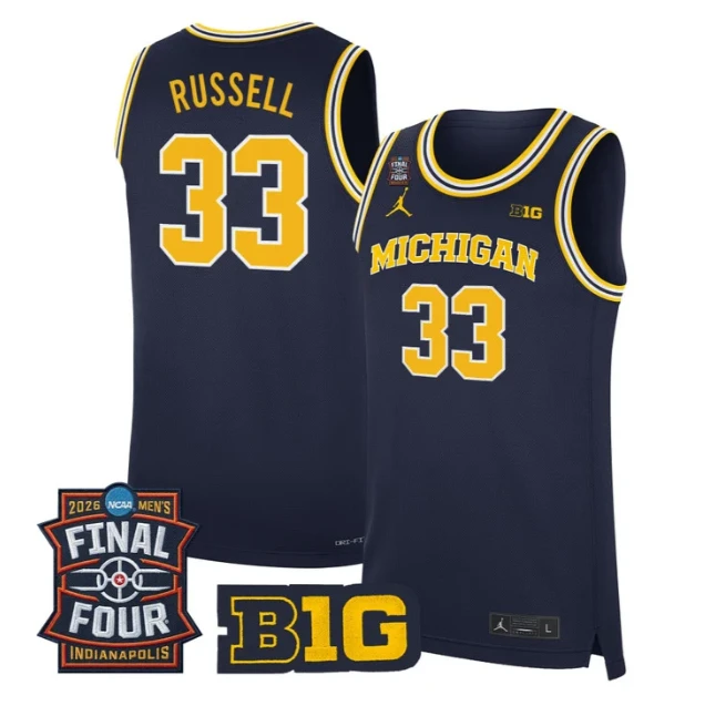 Cazzie Russell Jersey #33 Michigan Wolverines 2026 Final Four Stitched Navy by My store basketball