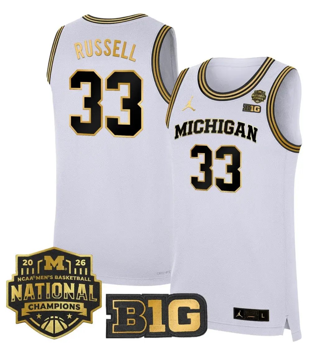 Cazzie Russell Jersey #3 Michigan Wolverines 2026 National Champions Stitched by My store basketball