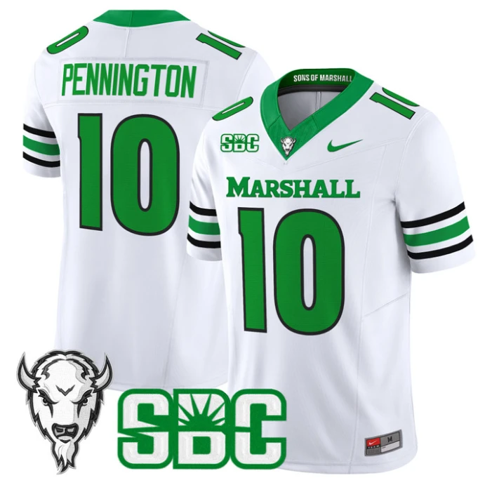Chad Pennington Jersey #10 Marshall Thundering Herd 2025 Stitched White by NCAA Football Jersey
