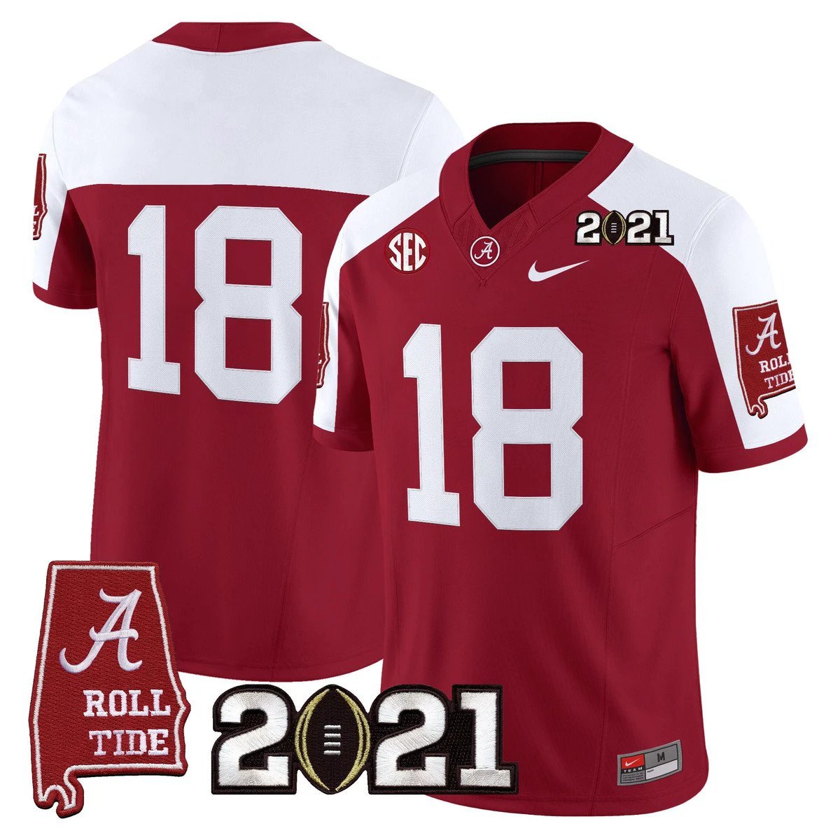 Champions Jersey #18 Alabama 2021 CFP Championship Alabama Map by My Store NCAA Football Jerseys