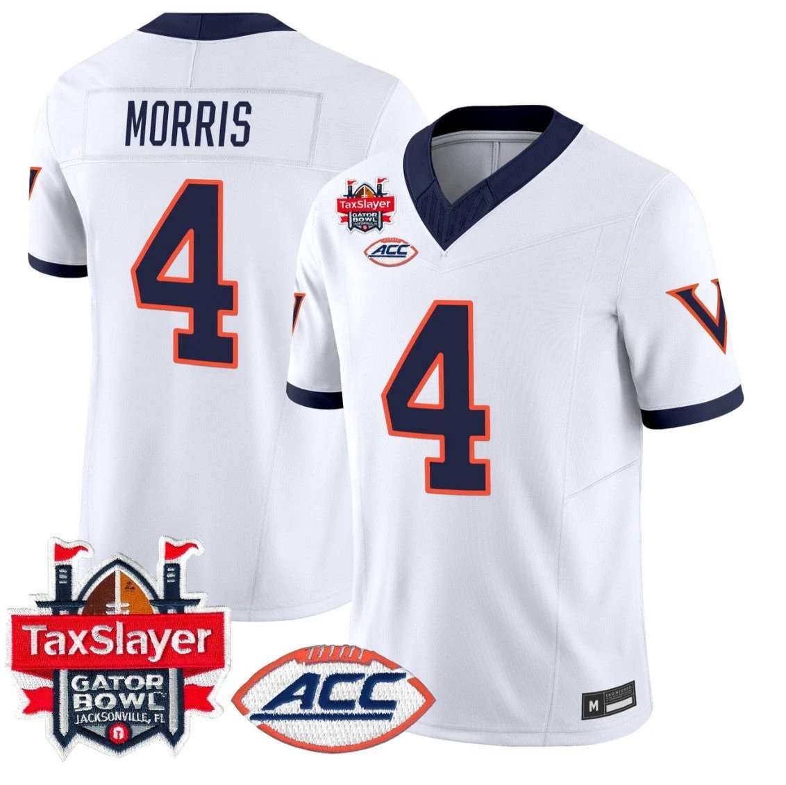 Chandler Morris Jersey #4 Virginia Cavaliers 1995 Throwbacks Gator Bowl White by NCAA Football Jersey