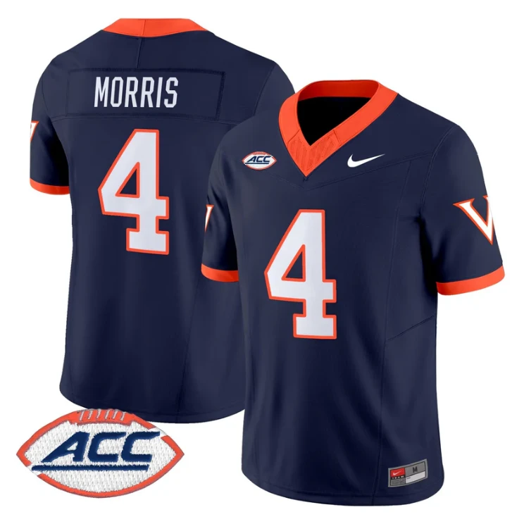 Chandler Morris Jersey #4 Virginia Cavaliers 1995 Throwbacks Stitched Navy by NCAA Football Jersey