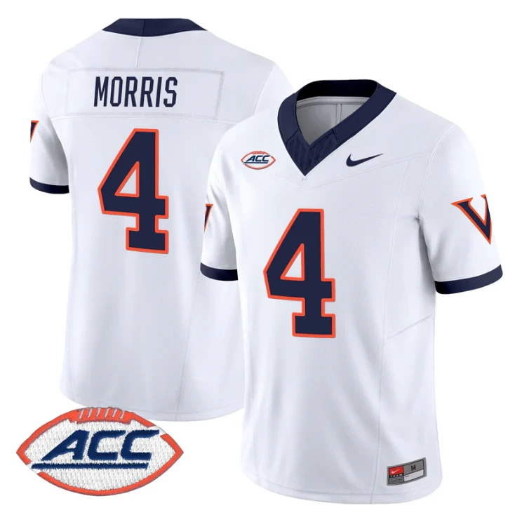 Chandler Morris Jersey #4 Virginia Cavaliers 1995 Throwbacks Stitched White by NCAA Football Jersey
