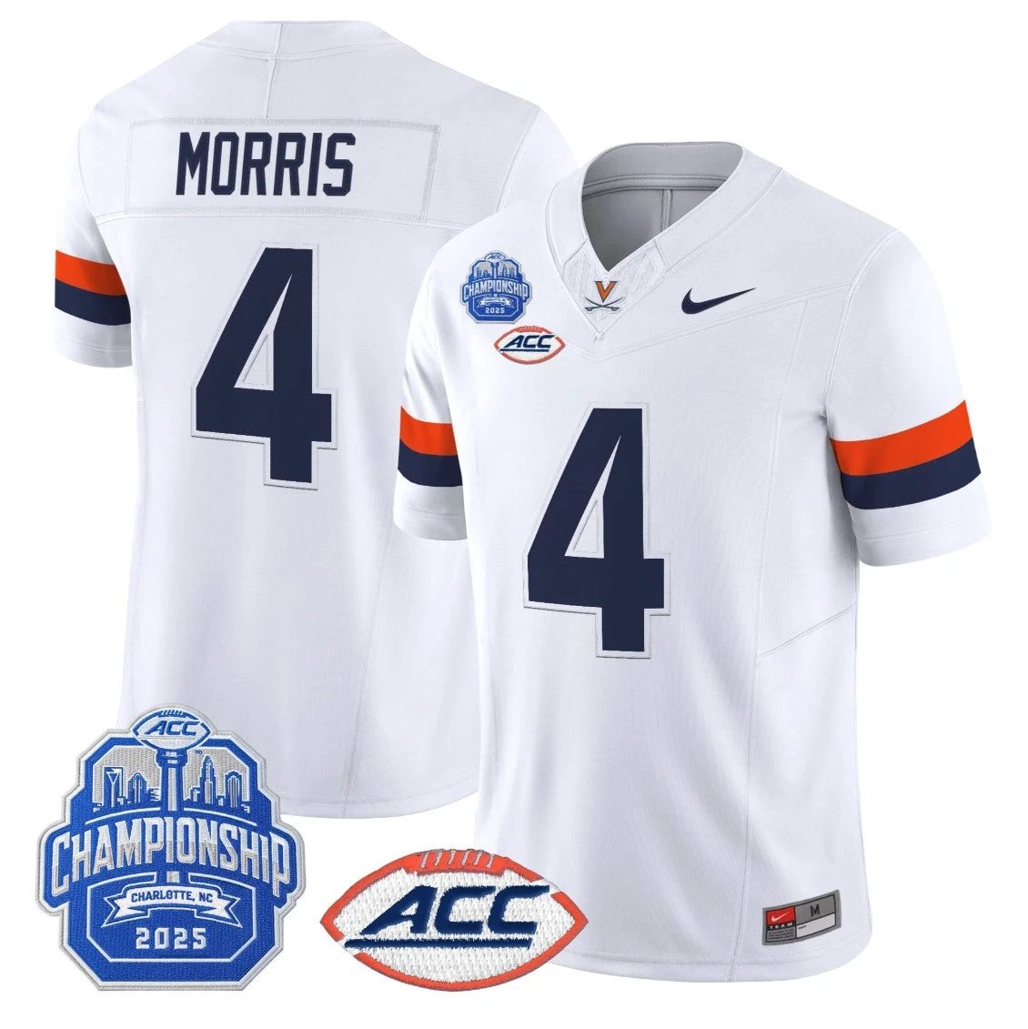 Chandler Morris Jersey #4 Virginia Cavaliers 2025 ACC Championship Stitched White by NCAA Football Jersey