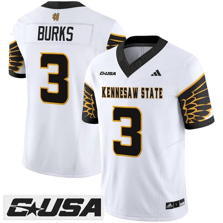 Chandler Burks Jersey #3 Kennesaw State Owls 2025 Vapor Stitched by My Store NCAA Football Jerseys