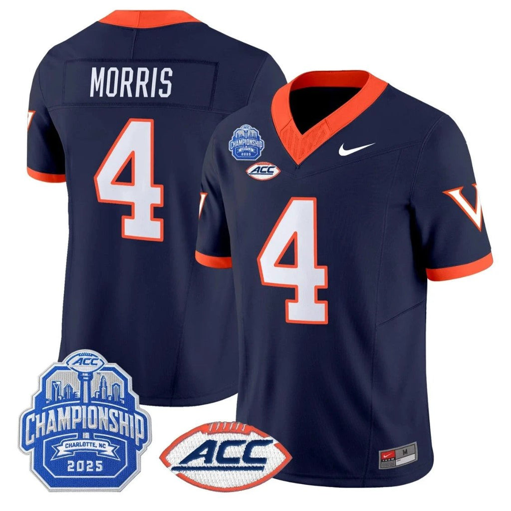 Chandler Morris Jersey #4 Virginia Cavaliers 2025 ACC Championship Stitched by My Store NCAA Football Jerseys