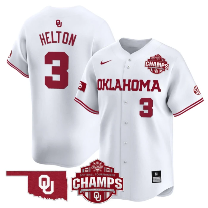 Chaney Helton Jersey #3 Oklahoma Sooners 2025 SEC Champions Patch Limited Stitched White by My Store