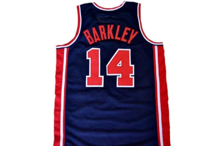 Charles Barkley Jersey #14 Team USA Basketball Navy Blue by My store basketball