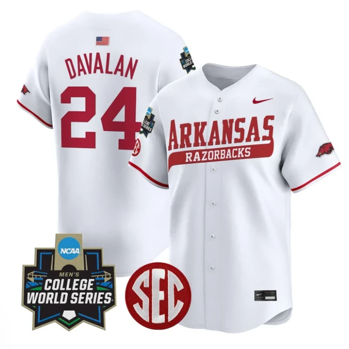 Charles Davalan Jersey #24 Arkansas Razorbacks 2025 World Series White by My Store