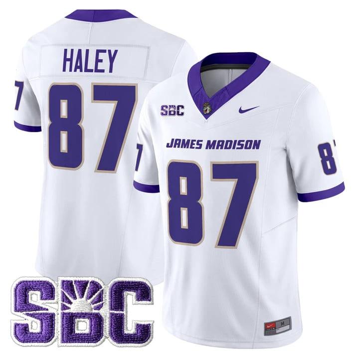 Charles Haley Jersey #87 James Madison Dukes 2025 Vapor Limited Stitched by My Store NCAA Football Jerseys