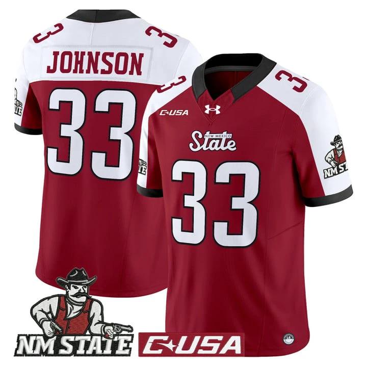 Charley Johnson Jersey #33 New Mexico State Aggies 2025 Vapor Stitched by My Store NCAA Football Jerseys