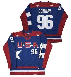 Charlie Conway #96 Mighty Ducks Team Usa Hockey Jersey by Hockey David