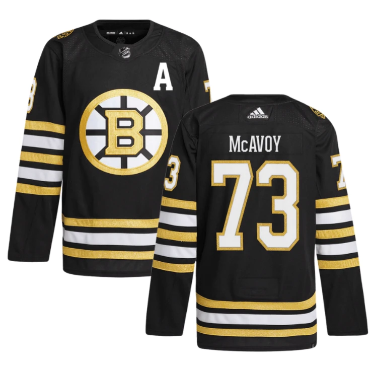 Charlie McAvoy 73 Boston Bruins 100th Anniversary Primegreen Home Men Jersey Black by Hockey David