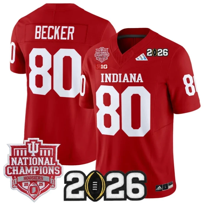 Charlie Becker Jersey #80 Hoosiers 2025 National Champions 2026 Patch Stitched by My Store NCAA Football Jerseys