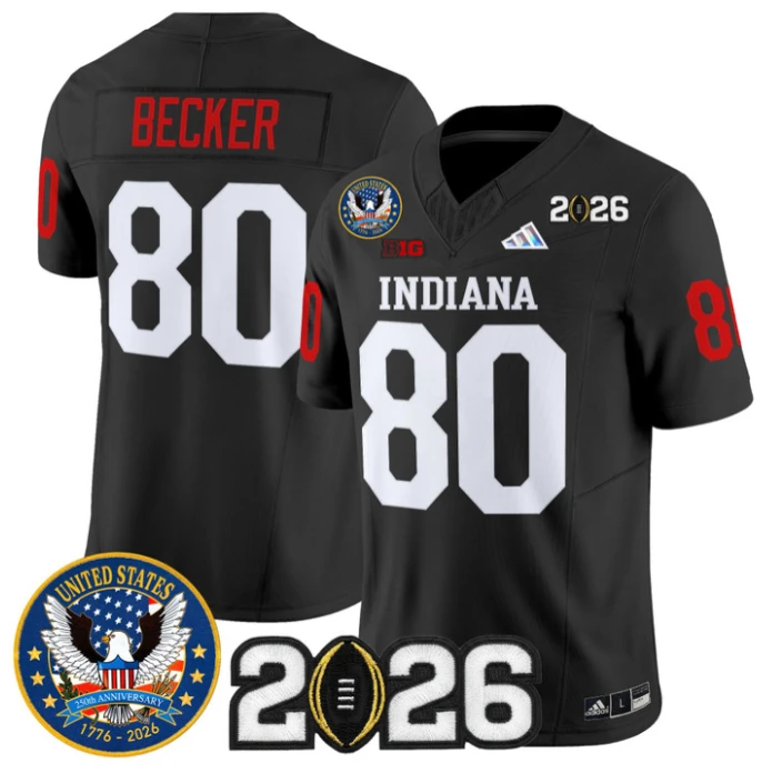 Charlie Becker Jersey #80 Hoosiers United States 250th Patch V2 Stitched by My Store NCAA Football Jerseys