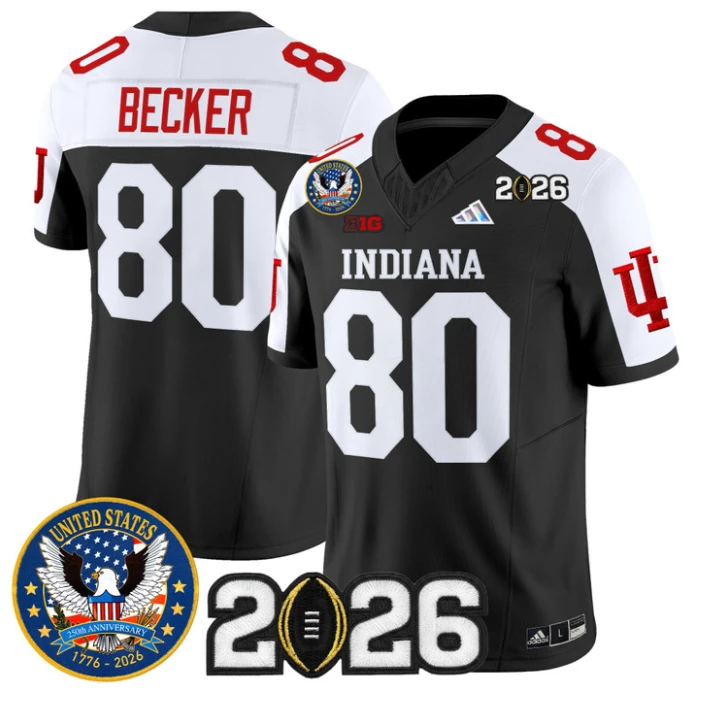 Charlie Becker Jersey #80 Hoosiers United States 250th Patch V2 Stitched by My Store NCAA Football Jerseys