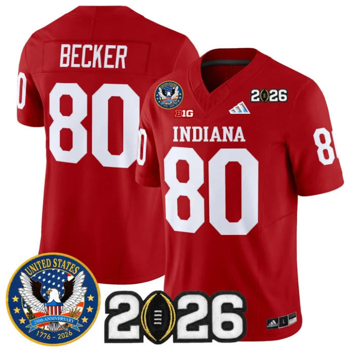 Charlie Becker Jersey #80 Hoosiers United States 250th Patch V2 Stitched by My Store NCAA Football Jerseys