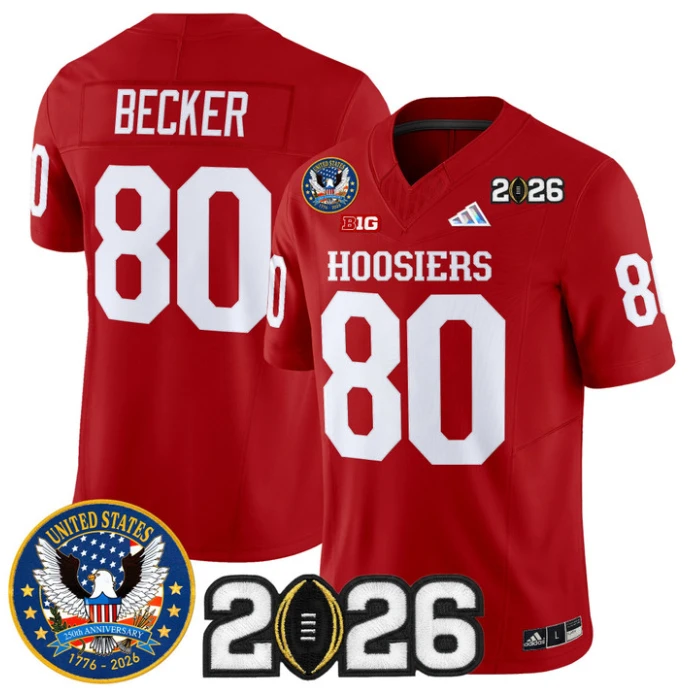 Charlie Becker Jersey #80 Indiana Hoosiers United States 250th 2026 Stitched by My Store NCAA Football Jerseys