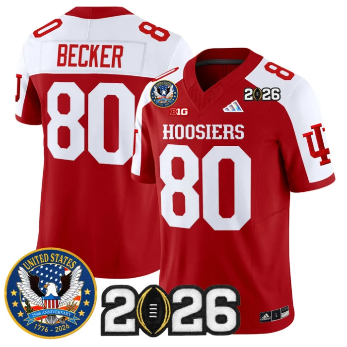 Charlie Becker Jersey #80 Indiana Hoosiers United States 250th 2026 Stitched by My Store NCAA Football Jerseys