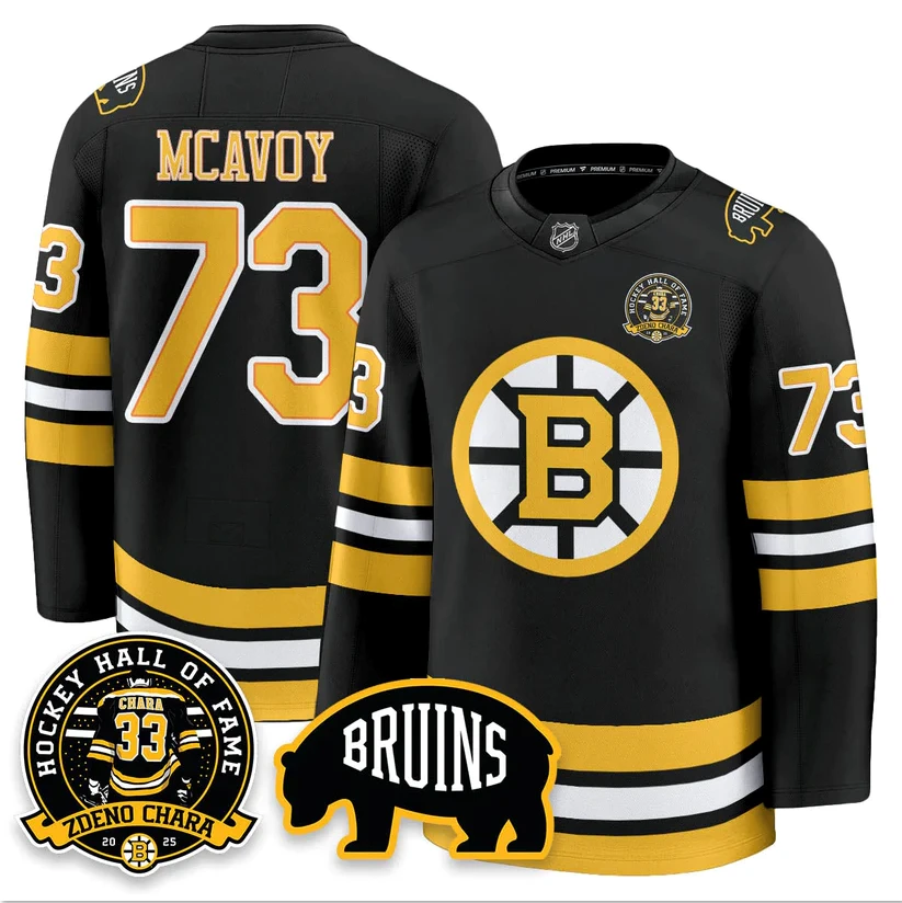 Charlie McAvoy Jersey #73 Boston Bruins Premium Zdeno Chara HOF Stitched by Hockey David