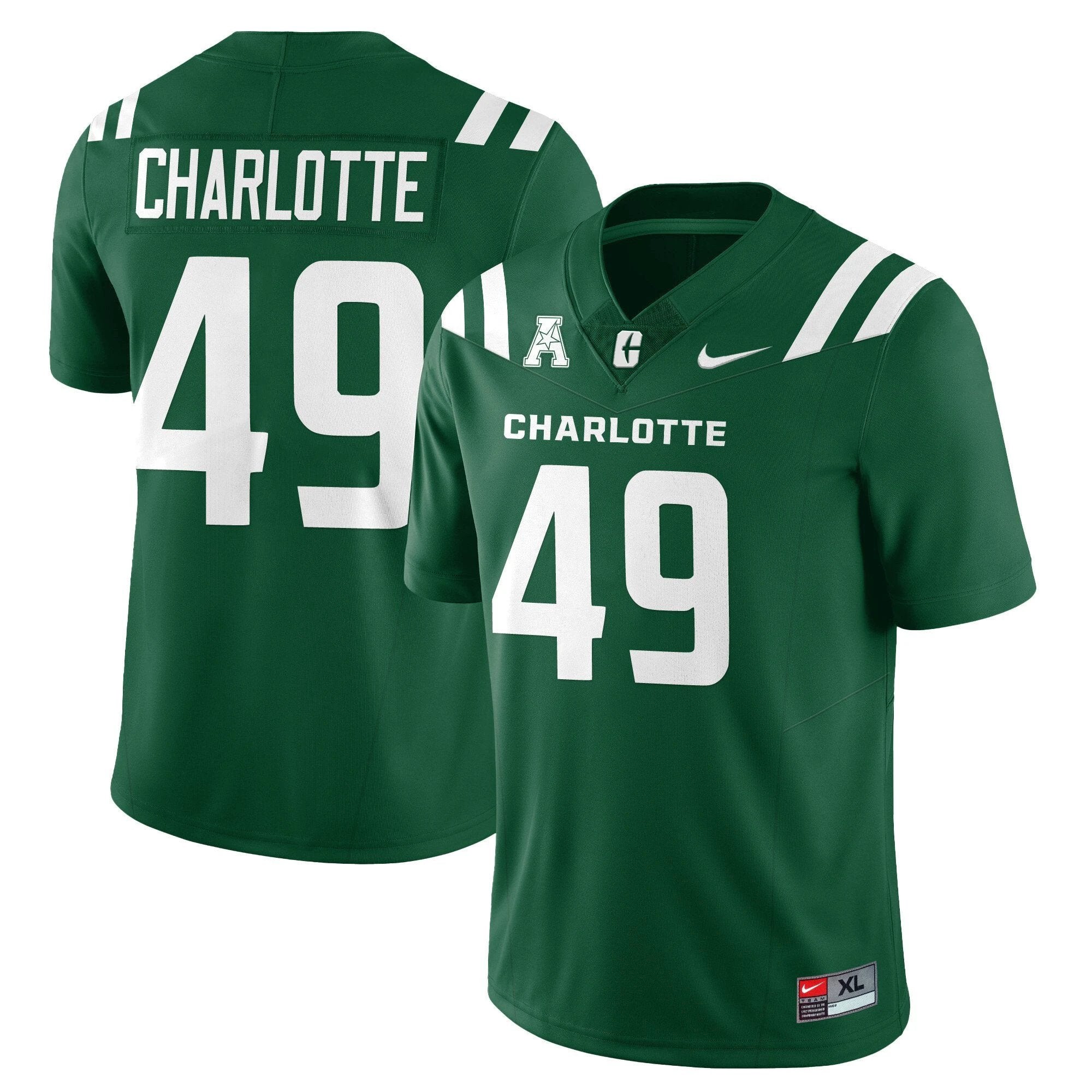 Charlotte Jersey #49 Charlotte 49ers Football 2025 Vapor Limited Stitched Green by My Store