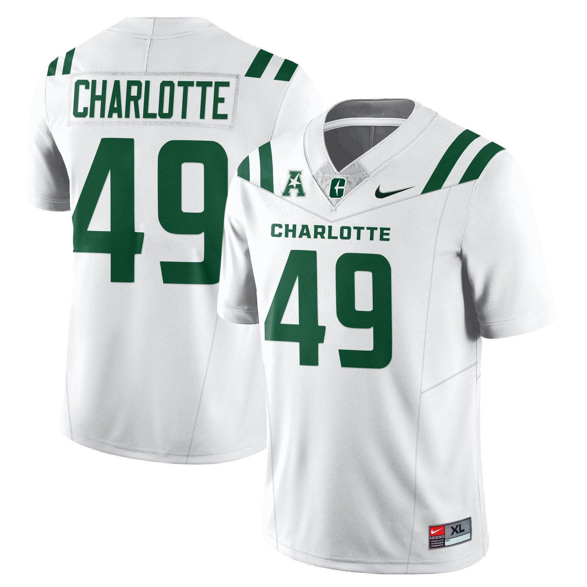 Charlotte Jersey #49 Charlotte 49ers Football 2025 Vapor Limited Stitched White by My Store