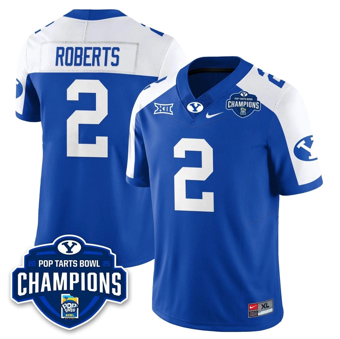 Chase Roberts Jersey #2 BYU Cougars 2025 Pop-Tarts Bowl Champions Stitched by My Store NCAA Football Jerseys