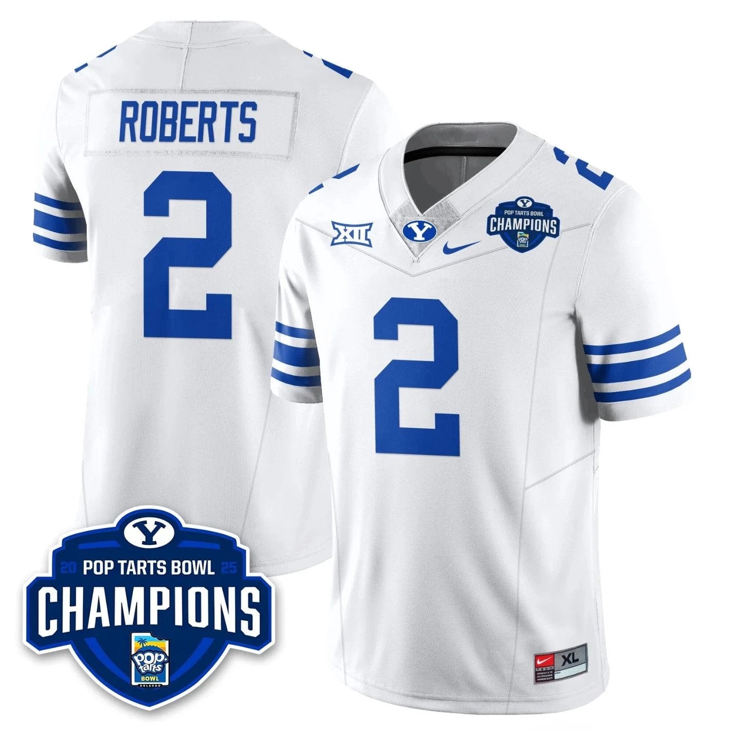 Chase Roberts Jersey #2 BYU Cougars 2025 Pop-Tarts Bowl Champions Stitched by My Store NCAA Football Jerseys