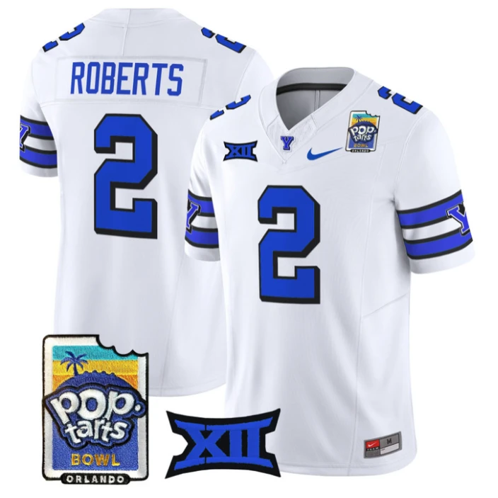 Chase Roberts Jersey #2 BYU Cougars 2025 Pop-Tarts Patch Stitched by My Store NCAA Football Jerseys
