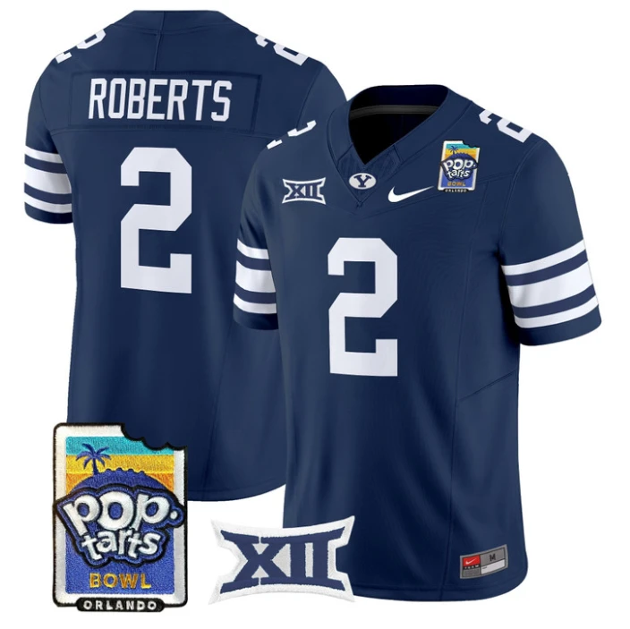 Chase Roberts Jersey #2 BYU Cougars 2025 Pop-Tarts Patch Stitched by My Store NCAA Football Jerseys