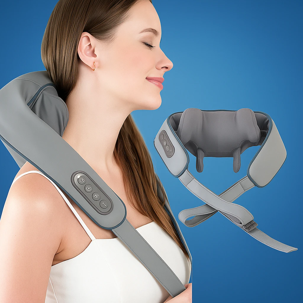 RelaxaPro | Shiatsu Neck Massager – Heated Relief – Cordless Design – Ideal for Office & Home Use Bowlift by Bowlift