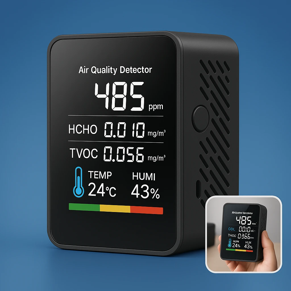 AirSense Pro CO2 Carbon Dioxide Monitor Air Quality Detector | Real-Time Alerts - Air Quality Monitor - for Clean Air Bowlift by Bowlift