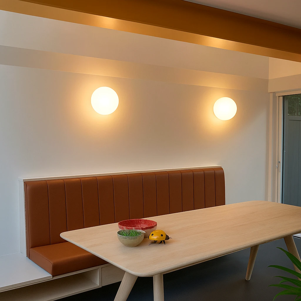 LumaGlow – Modern Wall Light with Matte Glass Shade and Elegant Base Bowlift by Bowlift
