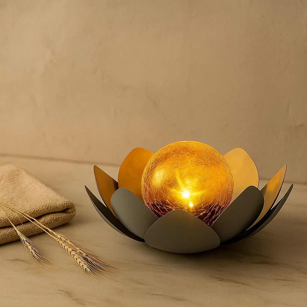 Solar-powered Lotus Flower Garden Lamp with Soft Ambient Lighting Bowlift by Bowlift