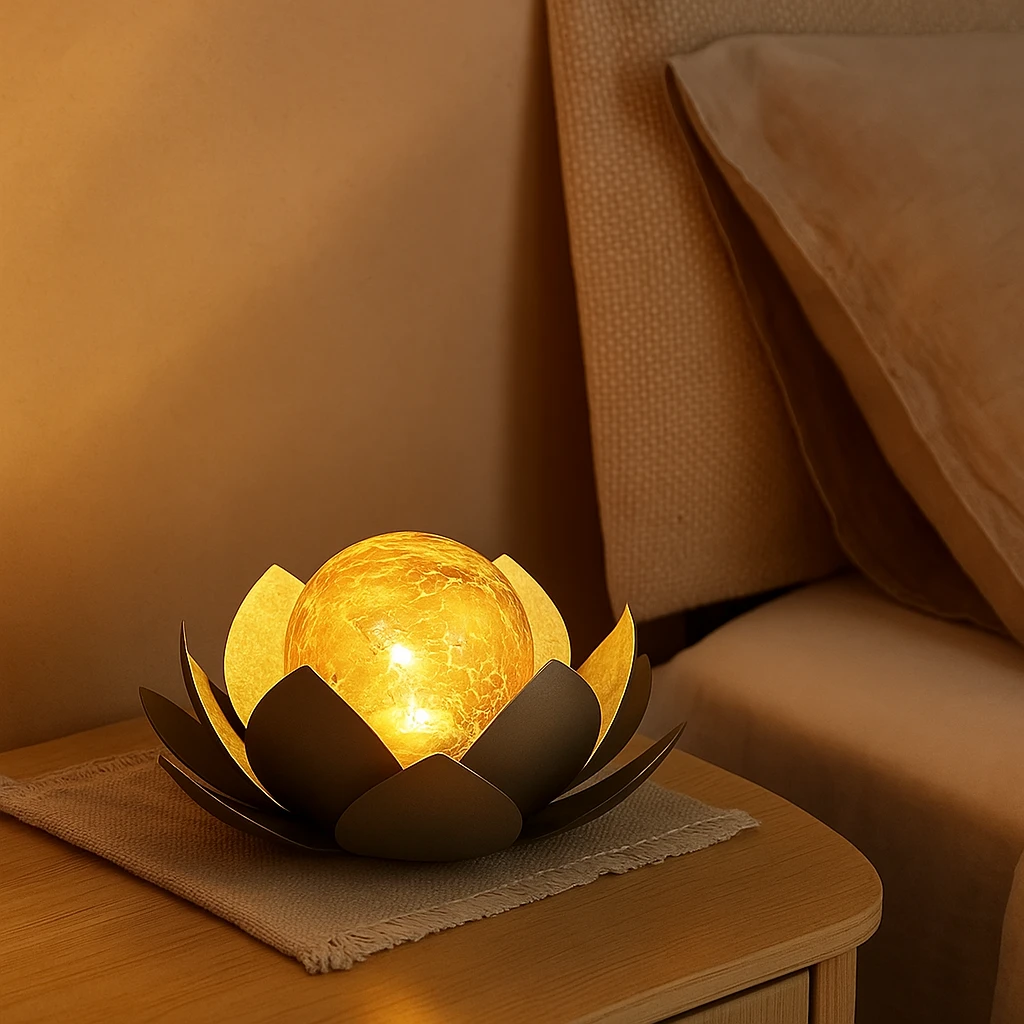 Solar-powered Lotus Flower Garden Lamp with Soft Ambient Lighting Bowlift by Bowlift